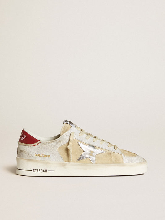 Stardan in nubuck and crackled leather with silver metallic leather star