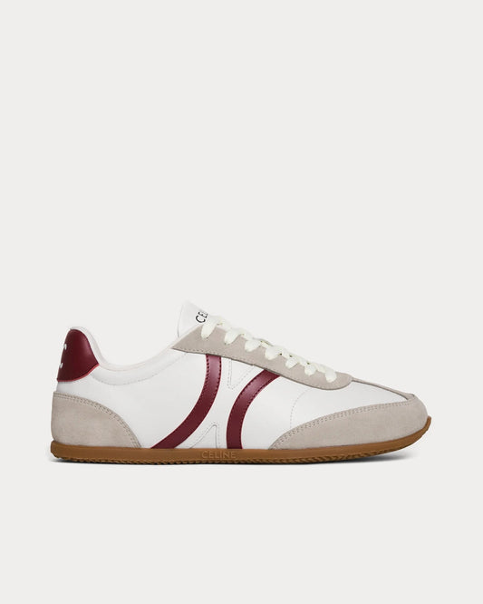 Jogger Low-Top-Sneakers mit Triomphe Signature aus Velours-Kalbsleder in Optisch Weiß / Bordeaux / Dunkelgrau