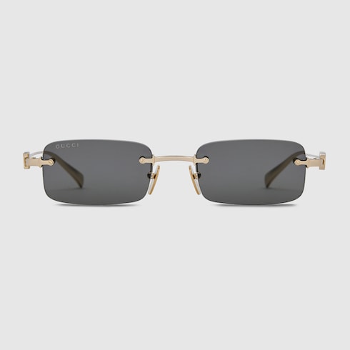 Men's Gold-Tone Rectangular Sunglasses
