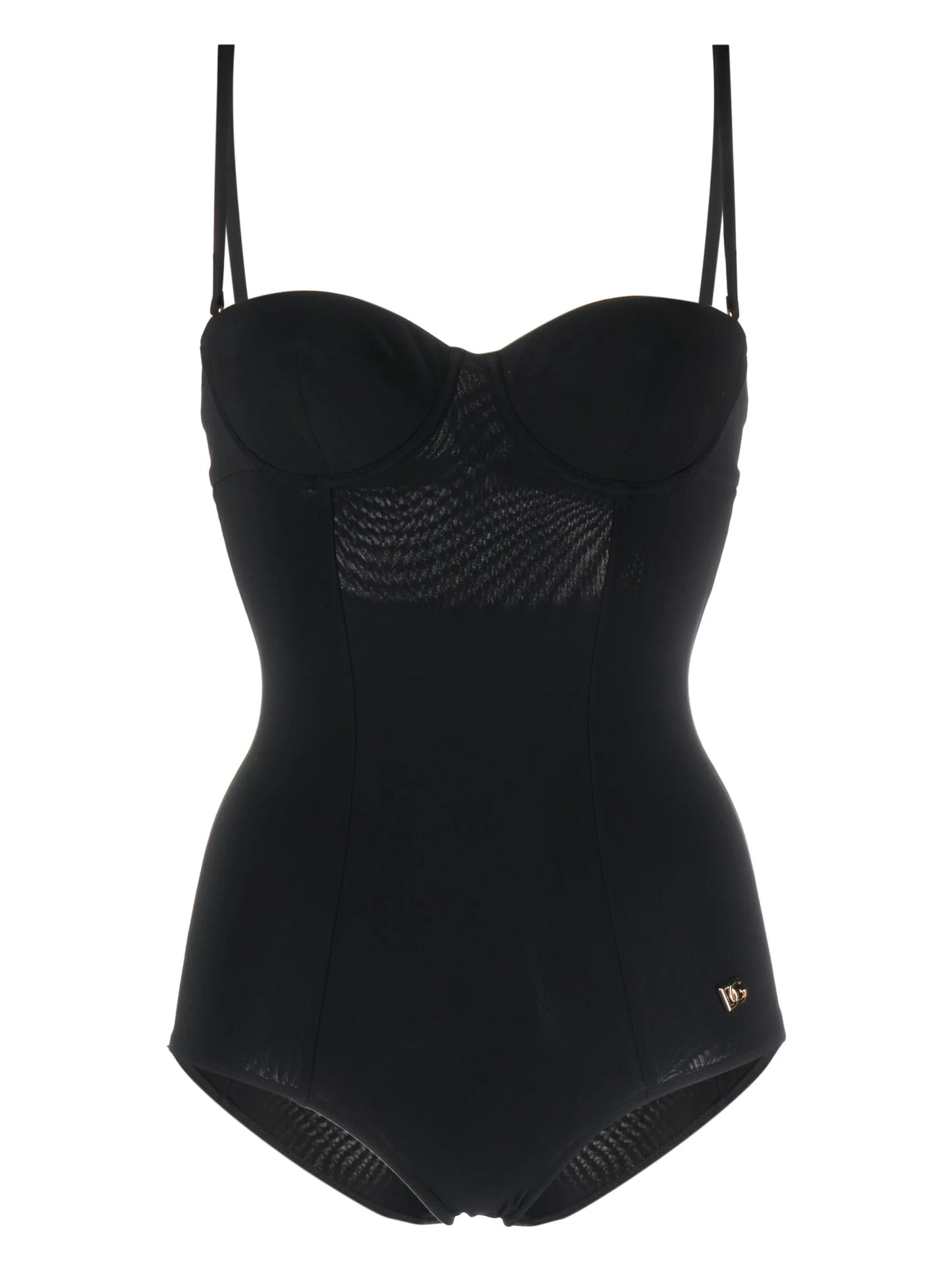 Badeanzug mit Cut-outs Logo und Plakette Schwarz