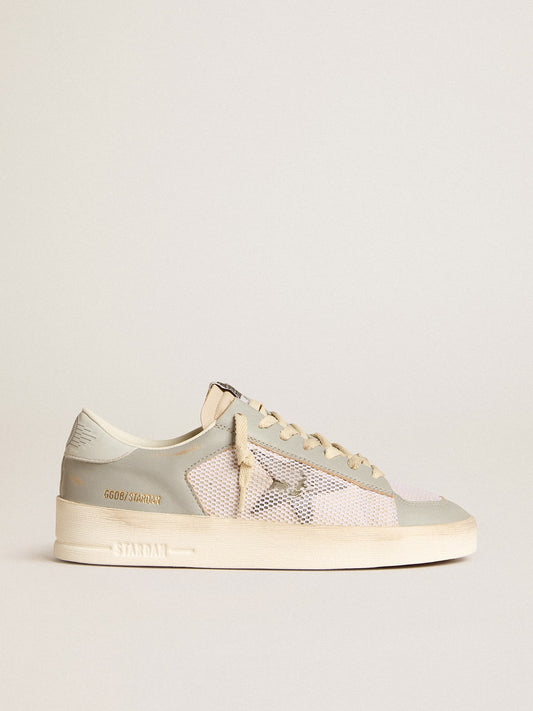 Stardan in grey nappa leather and white mesh with a grey leather star