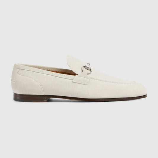 Men's GG Jordaan moccasin in light grey suede