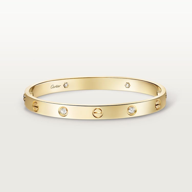 LOVE bracelet, classic model with 4 diamonds, gold