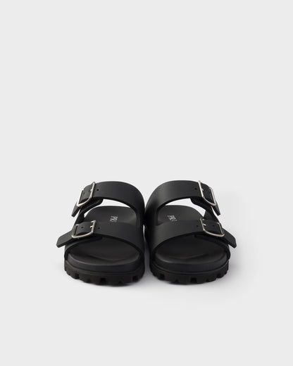 Slider-Sandalen aus schwarzem Gummi