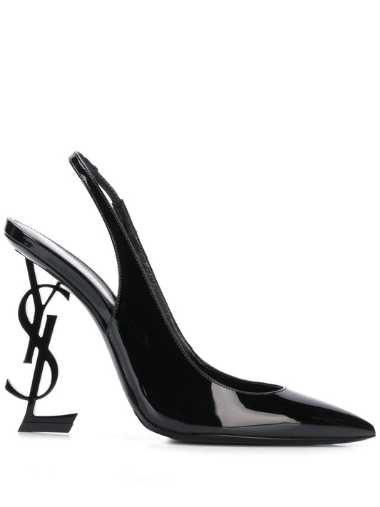 Opyum slingback pumps in black leather, 110 mm