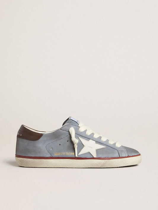 LTD in azure nubuck with white leather star and brown leather at the heel