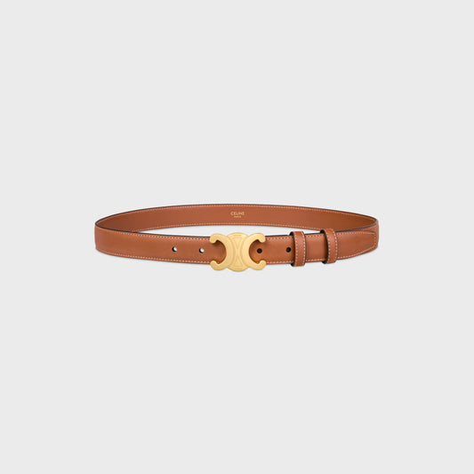 Triomphe Gürtel 25 mm aus naturbelassenem Kalbsleder in Cognac für Damen