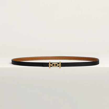Gürtelschließe Ancre & Wendbarer Gürtelriemen 13 mm Schwarz/Gold Damen