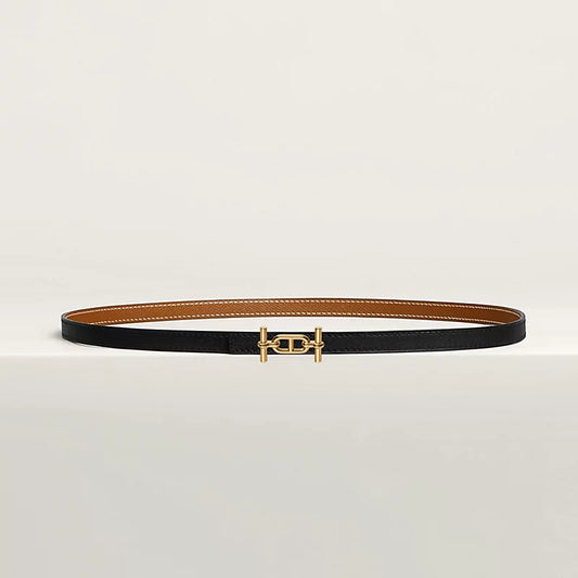 Gürtelschließe Ancre & Wendbarer Gürtelriemen 13 mm Schwarz/Gold Damen