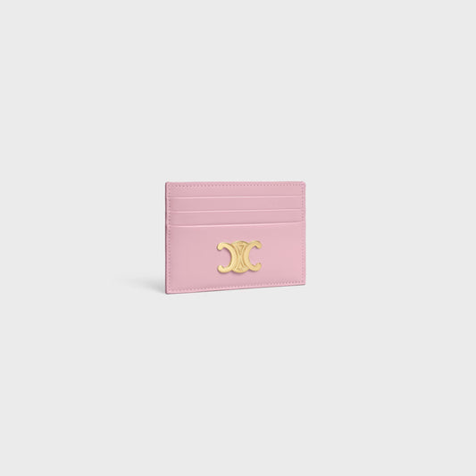 Triomphe Kartenetui aus glänzendem Kalbsleder in Rosa