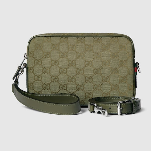 GG Supreme shoulder bag in forest green, small