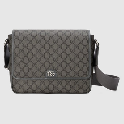 Ophidia medium shoulder bag in soft GG Supreme fabric, grey and black