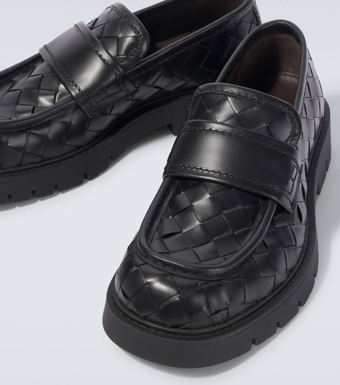 Haddock Loafer aus geflochtenem Leder Schwarz mit Gummisohle