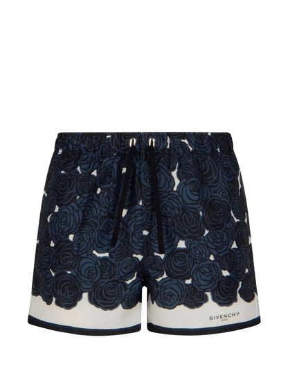 Badehose mit floralem Print Marineblau