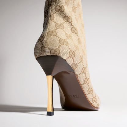 Bombshell Damenstiefel in Sandfarbener und dunkelbrauner GG Canvas