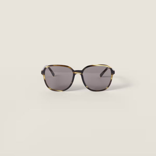 Miu Regard Sunglasses in London Striato with Grey Lenses