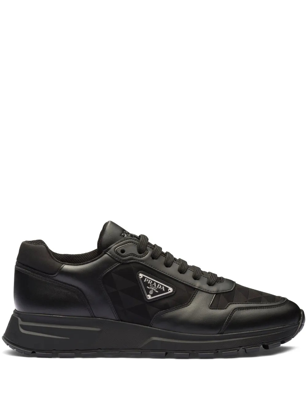 Leather sneakers with jacquard logo