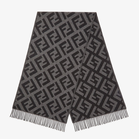 Men's cashmere scarf FF Grey/Black