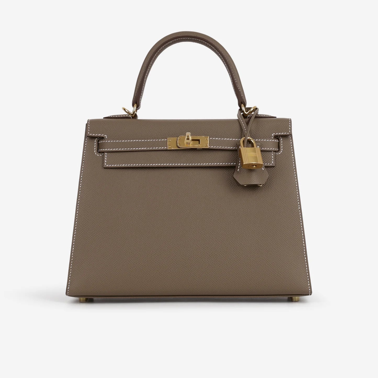 Kelly 25 Etoupe con finiture in oro Epsom