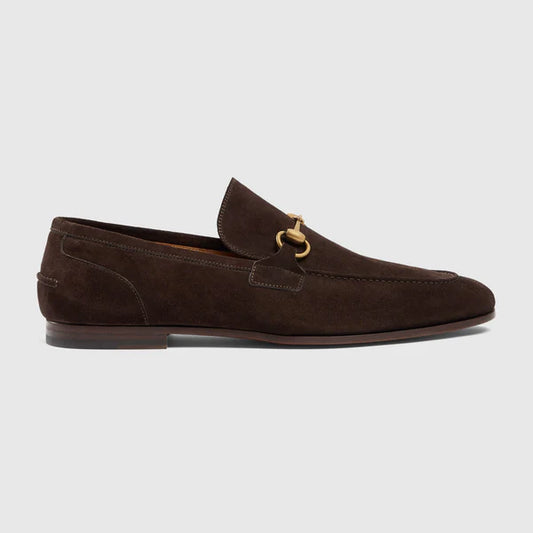 Men's GG Jordaan moccasin in dark brown suede