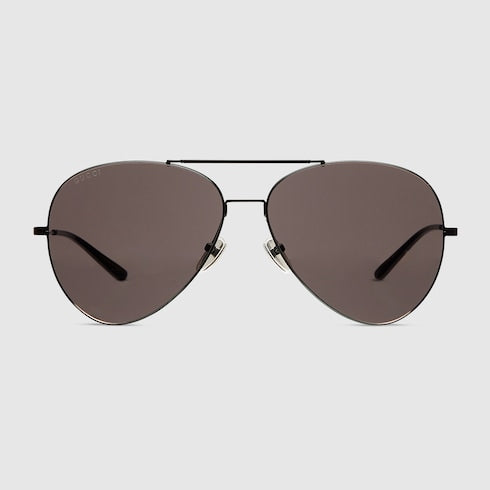 Men's Aviator Sunglasses Black with Grey Lenses
