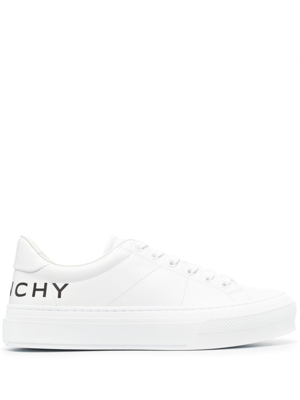 Low-Top-Sneakers aus Leder mit Logoprint in Weiß