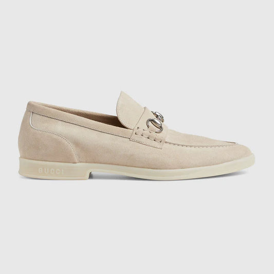 Men's moccasin with buckle in beige suede