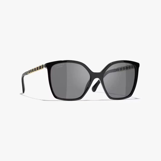 Eckige Sonnenbrille Schwarz