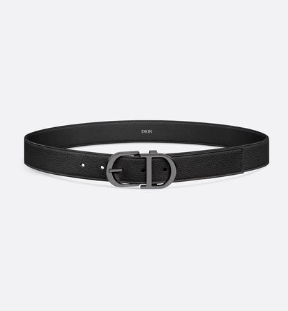 Belt Black grained calfskin 33 mm Men's