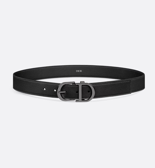Belt Black grained calfskin 33 mm Men's