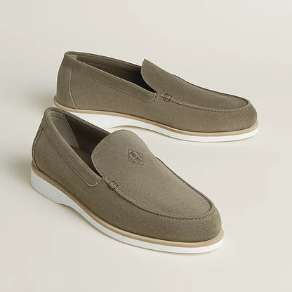 Low loafer in suede étoupe