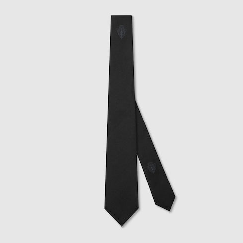 Krawatte aus Jacquardseide Schwarz mit GG-Emblem