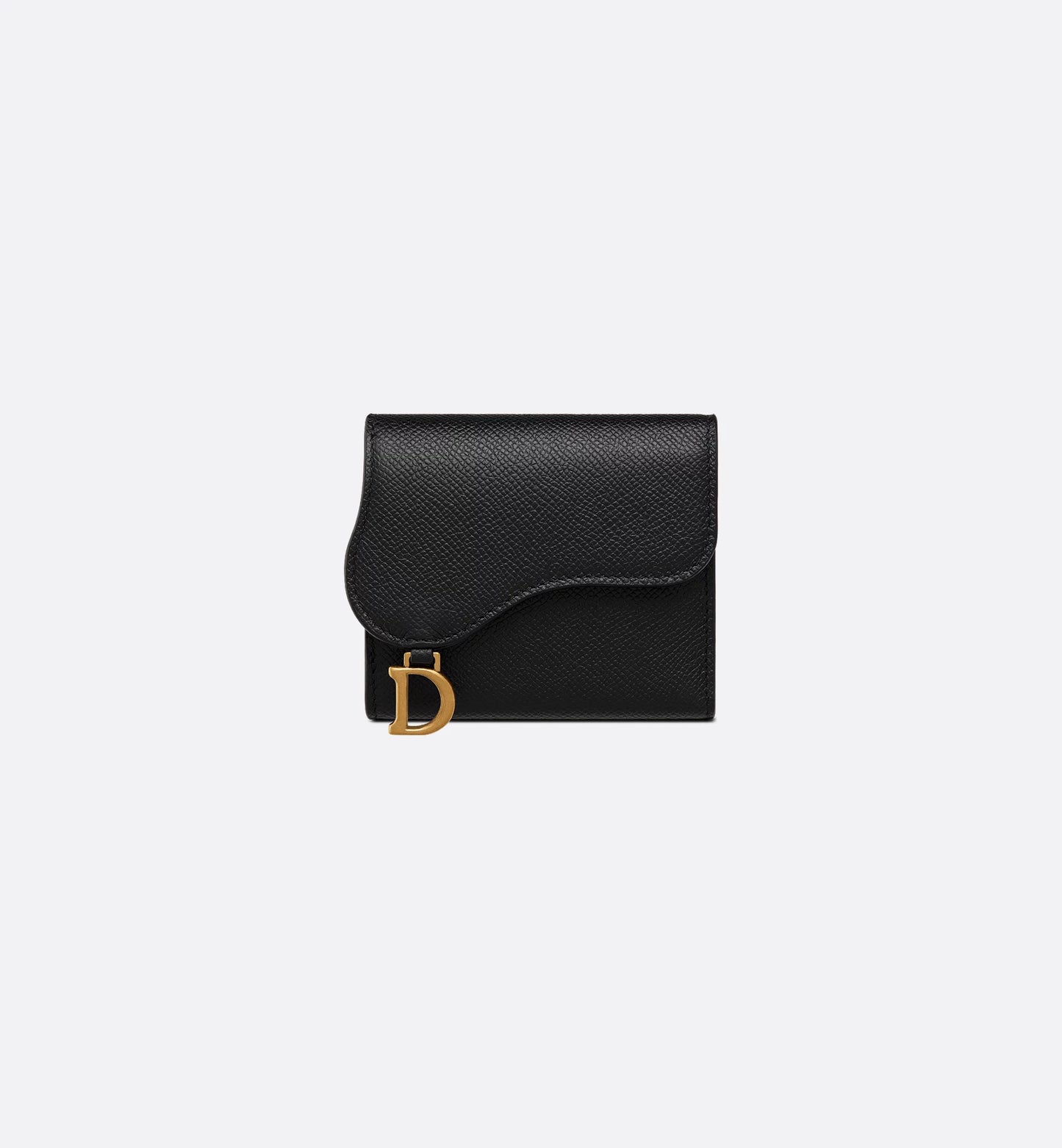 Saddle Lotus Portemonnaie Genarbtes Kalbsleder Schwarz