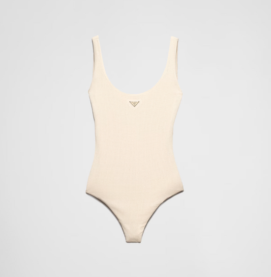 Badeanzug aus Jersey mit Strass Nude