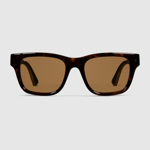 Men's square sunglasses with brown lenses
