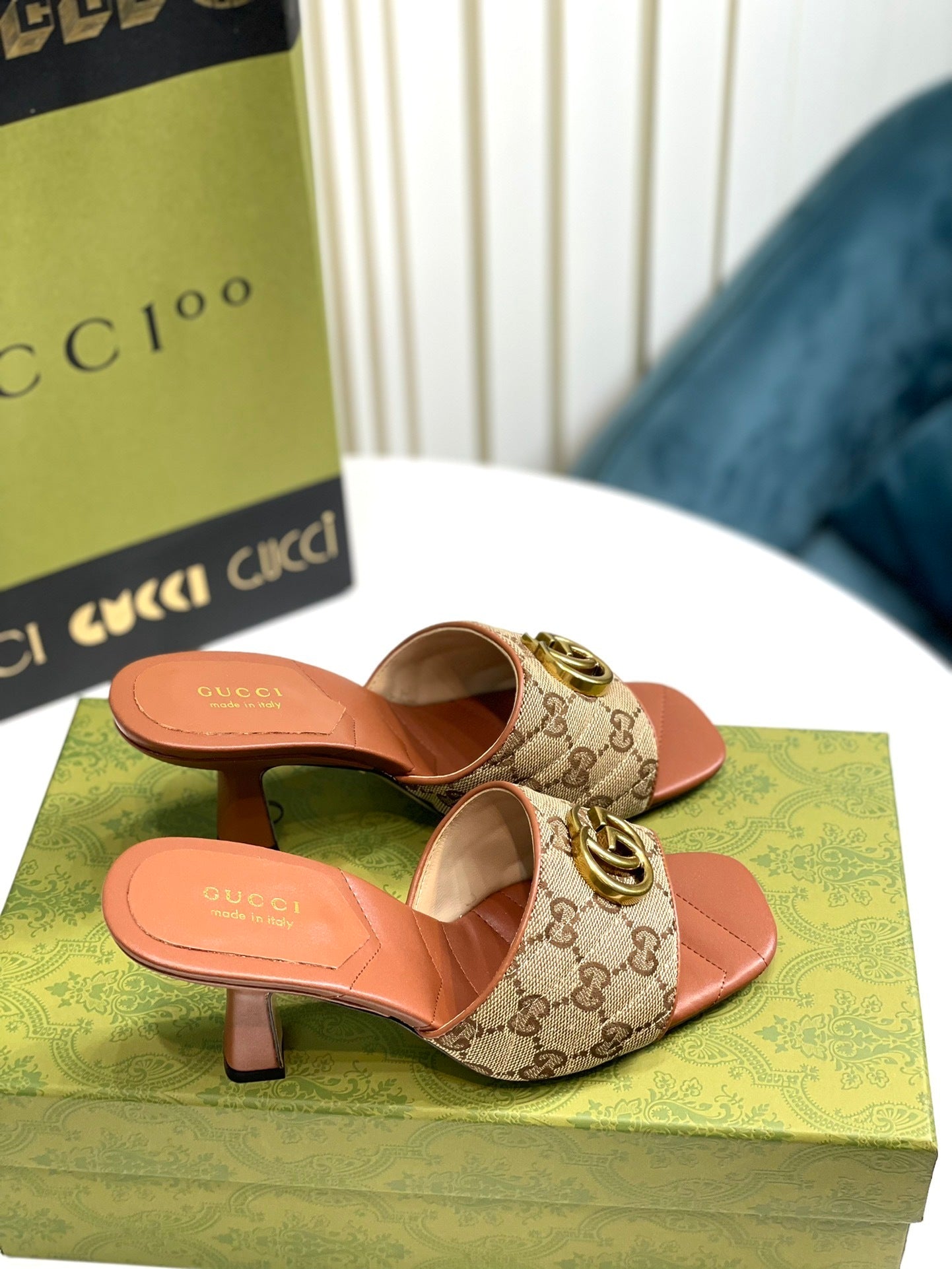 Sandalen Slide Marmont Gold/Beige