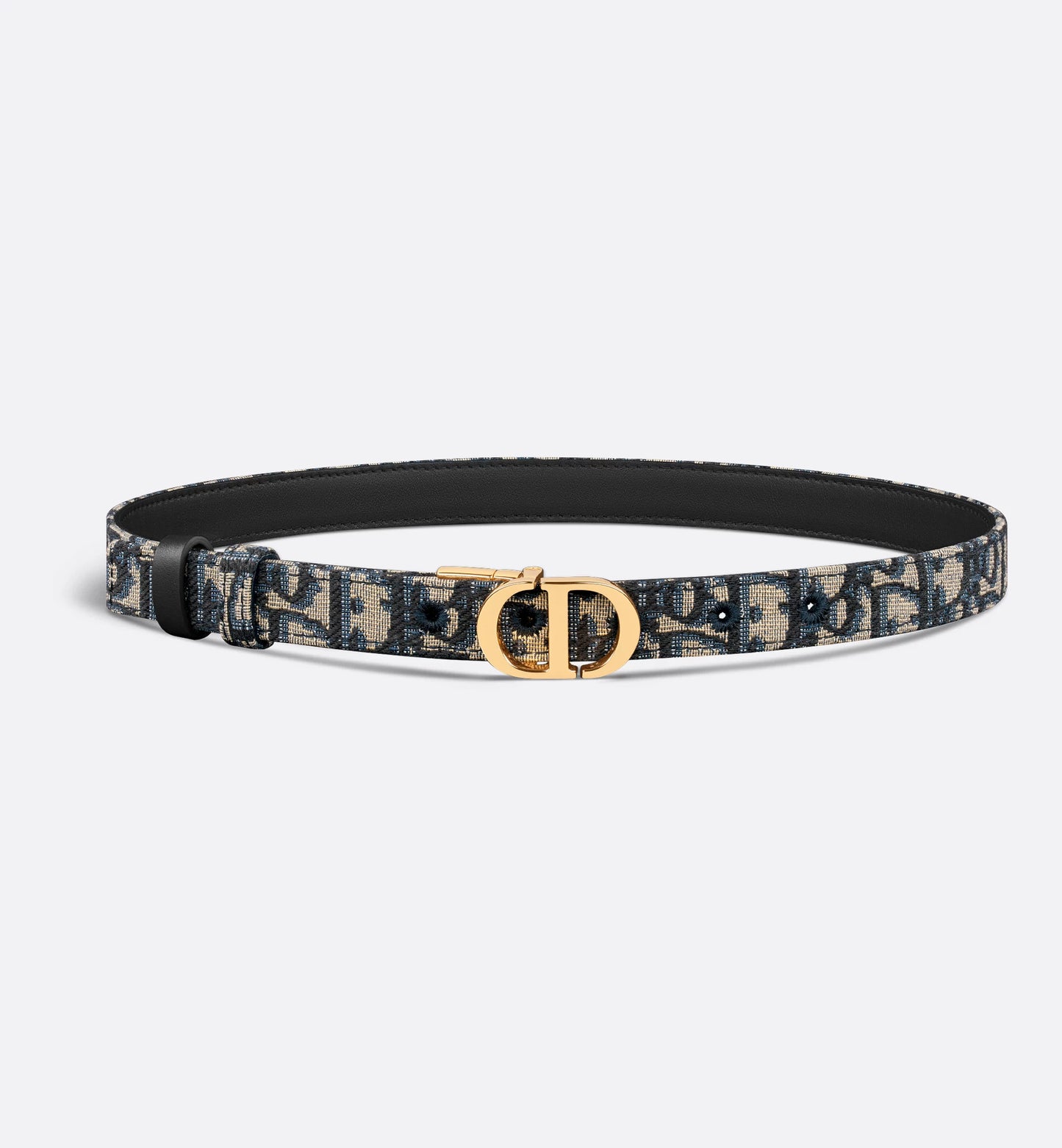 30 Montaigne Wendegürtel Glattes Kalbsleder Blau und Oblique Jacquard 20 mm Damen