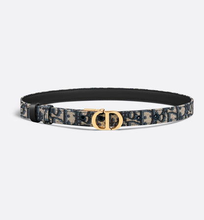 30 Montaigne Wendegürtel Glattes Kalbsleder Blau und Oblique Jacquard 20 mm Damen