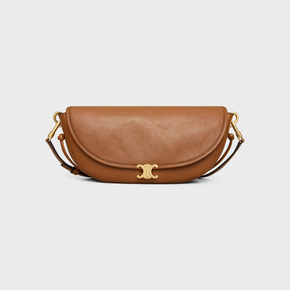 Kleine Soft Triomphe Halbmond-Tasche aus weichem glänzendem Lammleder