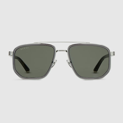 Men's Gray and Silver Navigator Sunglasses