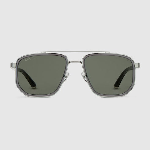 Men's Gray and Silver Navigator Sunglasses