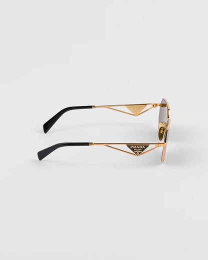Sunglasses with triangle logo and moss green lenses