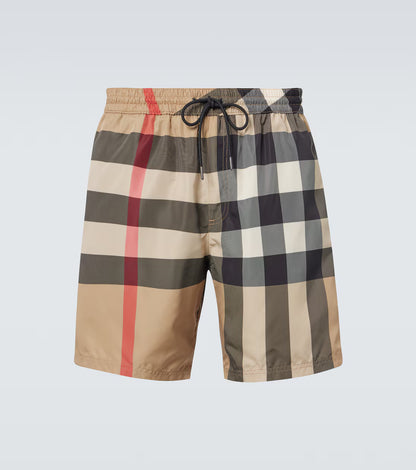 BRB Check-Badehose Beige/Mehrfarbig