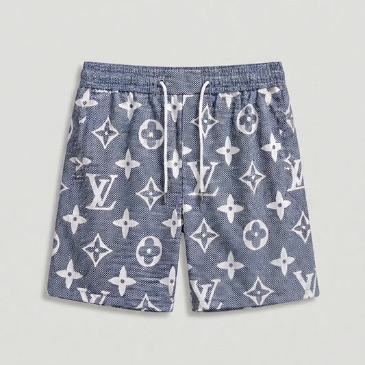 Badehose Crosshatch Monogram Hellblau