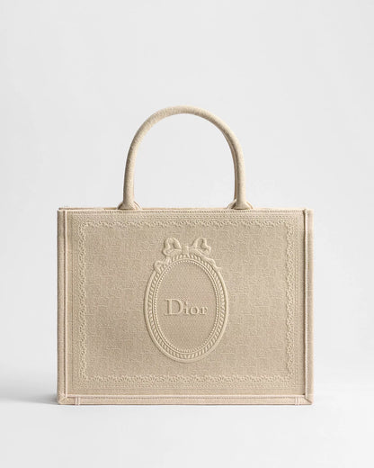 Mittelgroße Dior Book Tote mit Riemen Beige