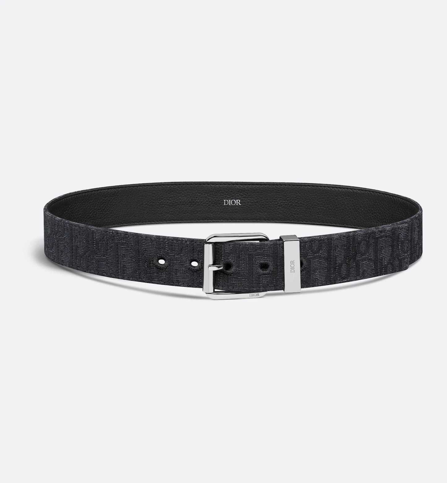 Gürtel Schwarz Oblique Jacquard und genarbtes Kalbsleder 35 mm Herren