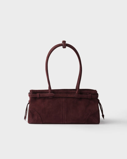 Bonnie Medium Handtasche aus Wildleder Burgunderrot