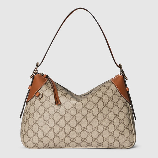 GG Emblem shoulder bag medium in beige fabric