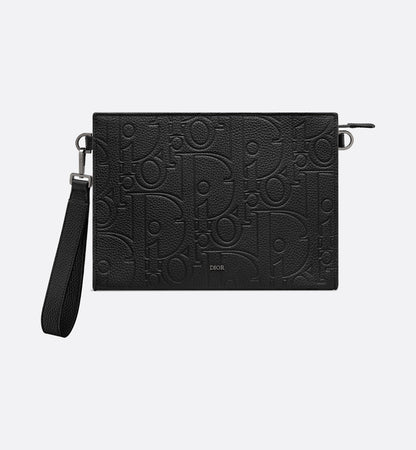 Dreieckige A5 Pochette Gravity Leder Schwarz