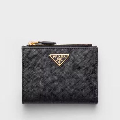 Kleines schwarzes Saffiano-Portemonnaie